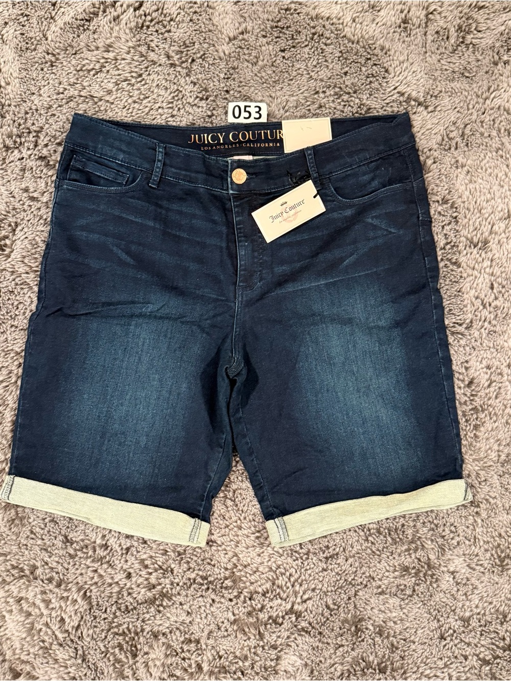 Juicy Couture Dark Indigo Rolled Cuff Denim Bermuda Shorts